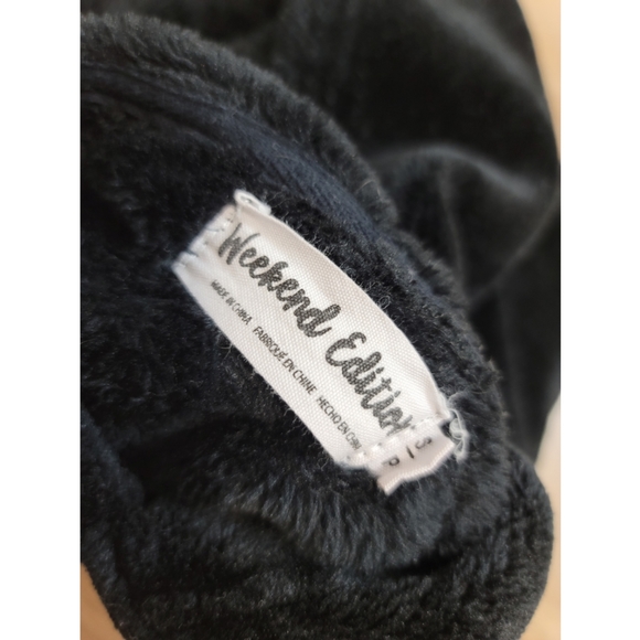 Women's black fleece sherpa weekend edition pull over crop top hoodie size small - Picture 5 of 6